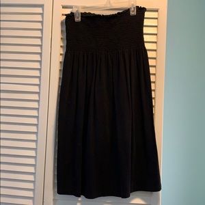 Smocked top strapless cotton dress